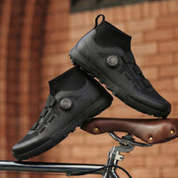 Compatible with Both SPD and Flat Pedals,Mountain Bike Shoes with Single Knob Fastening,for Indoor Outdoor Biking,with SPD Cleats