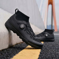 Compatible with Both SPD and Flat Pedals,Mountain Bike Shoes with Single Knob Fastening,for Indoor Outdoor Biking,with SPD Cleats