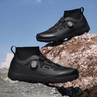Compatible with Both SPD and Flat Pedals,Mountain Bike Shoes with Single Knob Fastening,for Indoor Outdoor Biking,with SPD Cleats
