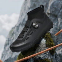 Compatible with Both SPD and Flat Pedals,Mountain Bike Shoes with Single Knob Fastening,for Indoor Outdoor Biking,with SPD Cleats