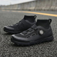 Compatible with Both SPD and Flat Pedals,Mountain Bike Shoes with Single Knob Fastening,for Indoor Outdoor Biking,with SPD Cleats