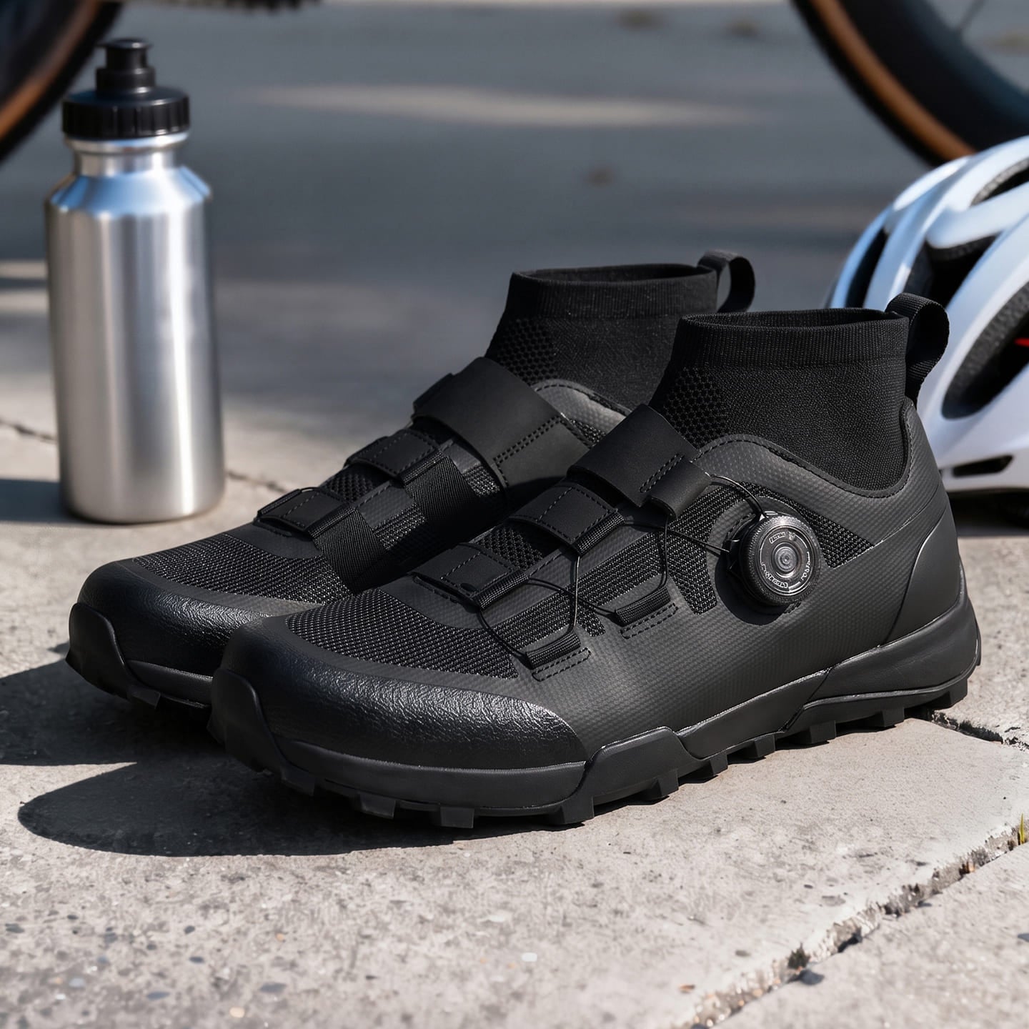 Compatible with Both SPD and Flat Pedals,Mountain Bike Shoes with Single Knob Fastening,for Indoor Outdoor Biking,with SPD Cleats